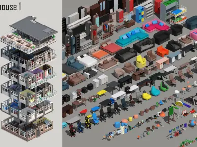 low poly house 1 Low-poly 3D model