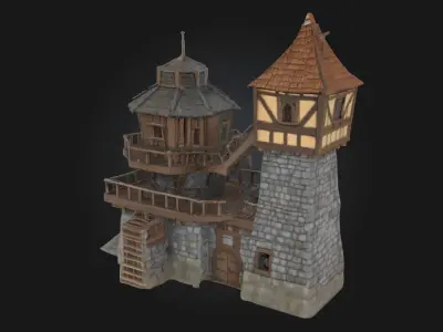 Medieval Watchtower Model  Sentinel of the Old Kingdom 3D model