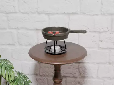 Cast Iron Skillet Tabletop Wax Warmer Free low-poly 3D model