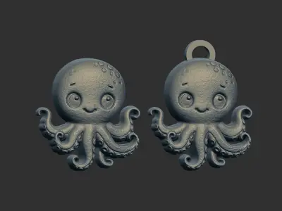 octopus cartoon keychain cnc model 3D print model