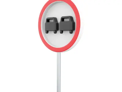 3D  overtaking sign cartoon icon 3D model