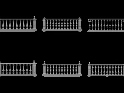 Traditional Balcony Railings Base Mesh Vol 1 Low-poly 3D model