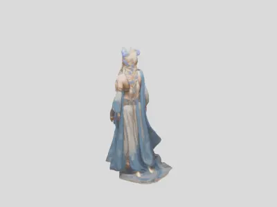 Stylized Bohemian Female Character with Staff Low-poly 3D model