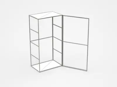 Empty Industrial Shelf Cabinet With Open Door 3D model