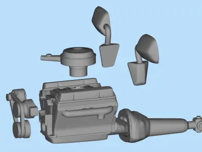 Free Engine and Mirror for Chevy G10 Van  3D printable STL model Free 3D print model
