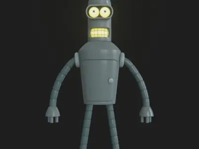 Bender Rodriguez of Futurama with expressions plus STL model Low-poly 3D model