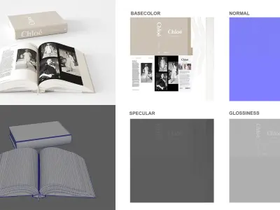 open coffetable book chloe 3D model