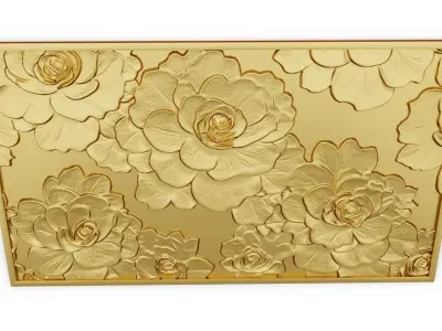 modern panel wall decor set relief stl mural CNC 303 3D model