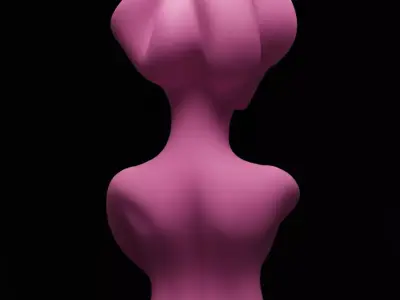Futuristic Pink Woman Bust Sculpture Abstract Organic Flowing  Low-poly 3D model