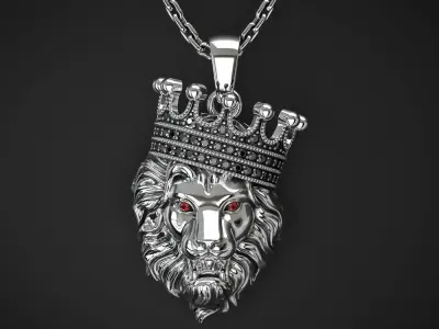 LION PENDANT WITH CROWN Printable Model 3D print model