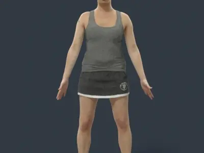 Animated Sports Woman in a skirt and tanktop - A-pose - Yearn Low-poly 3D model