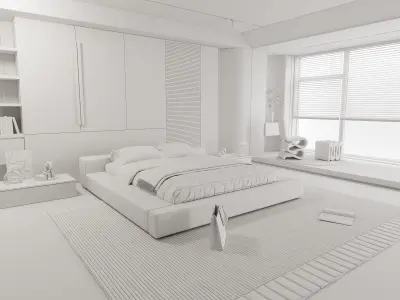modern dark bedroom 3D model