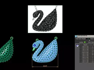 Swan pendants Swarovski  3D print model