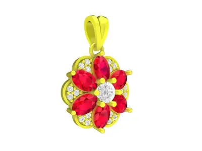 A4737 Diamond Flower Pendant 3D print model