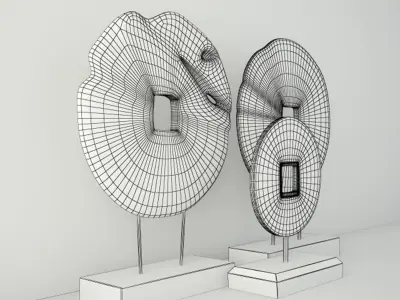 Albesia and Teak Wood Table Top Decoration 3D model