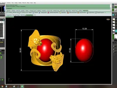 Luxury Dragon Oval Stone Men Ring 430  3D print model