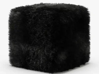 Pure Sheepskin Luxury Foot Stool 3D model