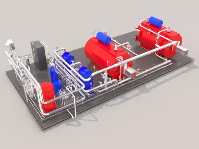 Industrial boiler room 3D model