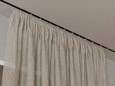 Draped Linen Curtains with Roman blinds - collections 10 HBH Low-poly 3D model