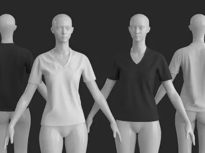 Female T Shirt Low-poly 3D model