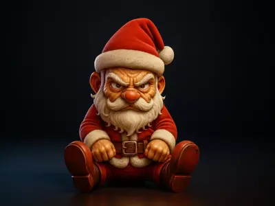 Grumpy Santa Claus Funny Christmas Figurine Holiday Desk Decor 3D print model