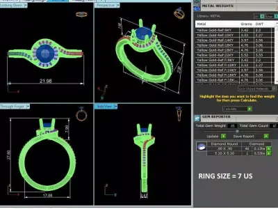 Luxury Halo Wave Pave Solitaire Diamond Ring CAD Design 3D print model