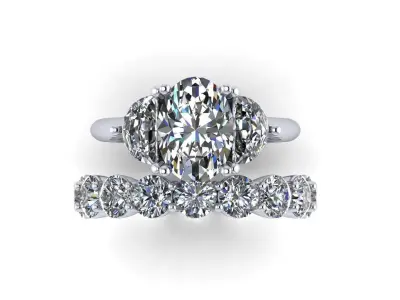 Matching Diamond Fashion Rings 3D print model