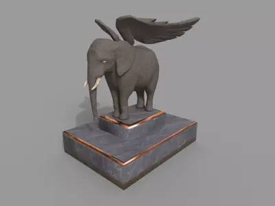 Elephant Statue Low Poly 3d Model Low-poly 3D model