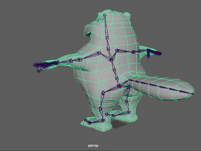 Beaver cartoon Low-poly 3D model