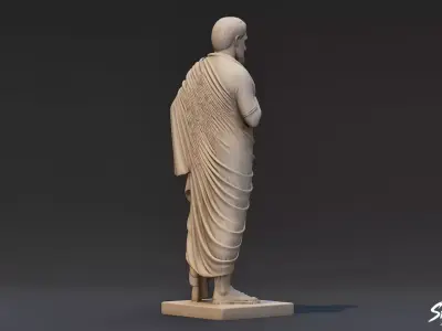 Greek Philosopher Statue Low-poly 3D model
