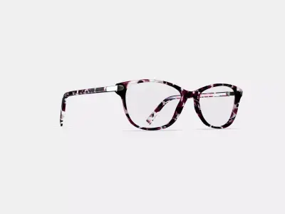 Daisy Eyeglasses in Violet Quartz Crystal with Polished Silver 3D model