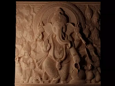 Hindu Elephant CNC 3d Print High Relief Sand Casting 3D print model