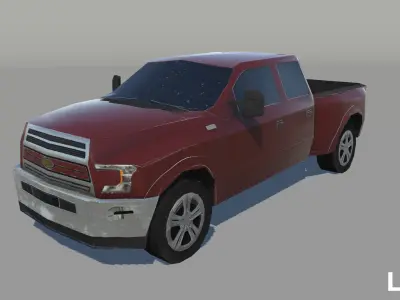 Pickup trucks with haulers  Low-poly 3D model