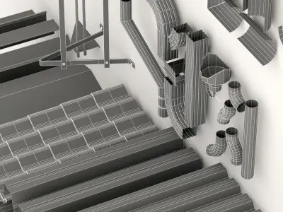 Roof collection set of metal pipes 3D model