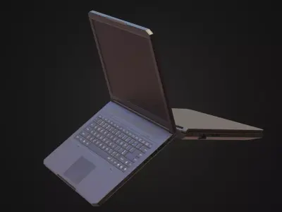 Black Oldschool Laptop Notebook Low-poly 3D model