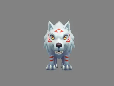 Cartoon Icefield Wolf Mount - white wolf Low-poly 3D model