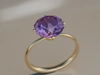 Elegant Gemstone Ring with Crown Prong Setting 3D print model