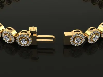 Diamond Round Halo Bracelet 3D print model