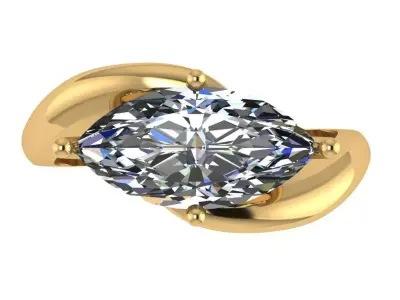 marquise solitaire criss cross shank  holding stone  3D print model