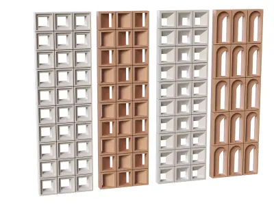 Brick Roster partitions wall 01 Low-poly 3D model