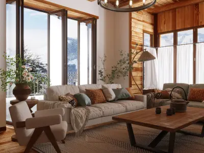 360 Panorama Boho Interior Scene  Photoreal Styling 3D model