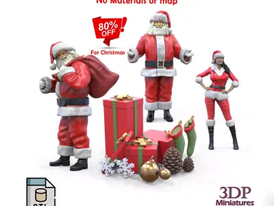 Christmas Collection 3 Santa Claus Christmas tree stuff 3D print model