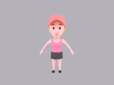  Cartoon Female Character Rigged 010 3D model