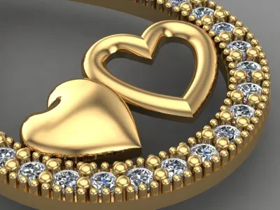 Heart pendant 3D print model 4