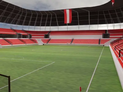 Austria Football Stadium and Interiors Low-poly 3D model