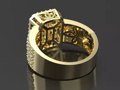Baguette engagement ring 3D model 3D print model