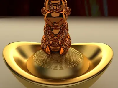 Chinese gold ingot 3D model 23