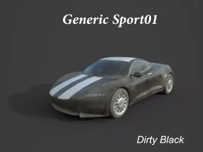 Generic Sport Car 01 Dirty Black Low-poly 3D model