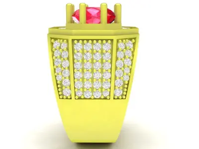 Luxury Octagon Ruby Diamond Ring 3D Jewelry Model  3977 3D print model