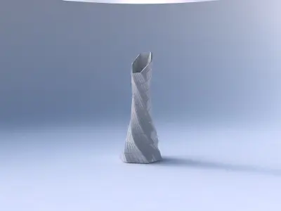 Vase twisted squeezed and bent hexagon with grid plates 3D print model